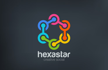 Hexagon Chain Social Logo abstract design vector. Teamwork
