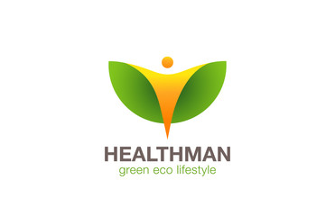 Eco lifestyle Logo man Wings abstract design vector