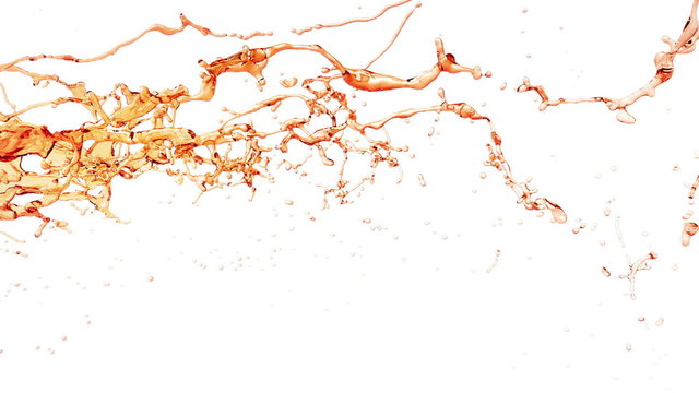Liquid Splash. Alcohol, Tea, Cola. Fast motion.