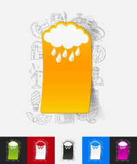 cloud paper sticker with hand drawn elements