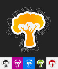 tree paper sticker with hand drawn elements