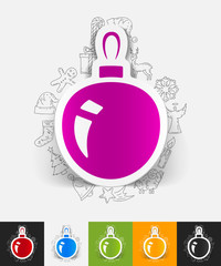 christmas ball paper sticker with hand drawn elements