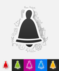 christmas bell paper sticker with hand drawn elements
