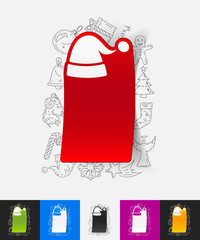 santa hat paper sticker with hand drawn elements