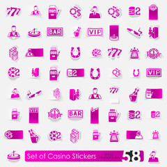 Set of casino stickers