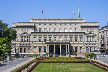 Fototapeta na wymiar Front view of city hall in Belgrade, Serbia