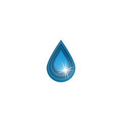3D water drop logo, sun shine, mockup cleaning service or eco aqua icon