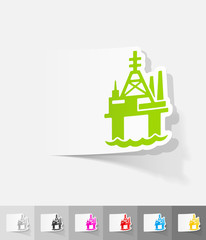 realistic design element. oil derrick in sea