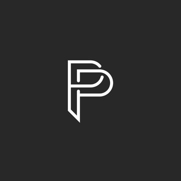 P letter monogram logo, black and white mockup invitation or business card emblem, decorative sign