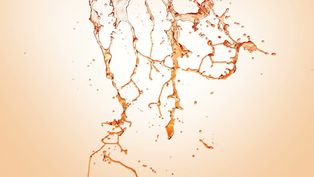 Liquid Splash. Alcohol, Tea, Cola. Fast motion.