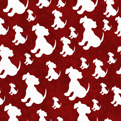 Red and White Puppy Dog Tile Pattern Repeat Background