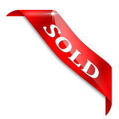 Red corner ribbon with the word "Sold" -  Illustration