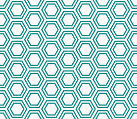 Teal and White Hexagon Tile Pattern Repeat Background