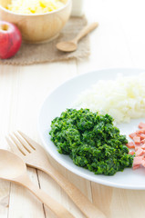 Ingredient of baked spinach with cheese