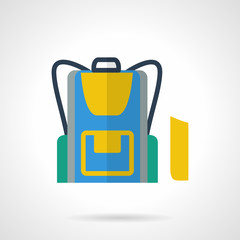 School backpack flat color vector icon