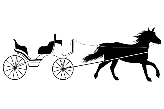 Horse with Retro Carriage