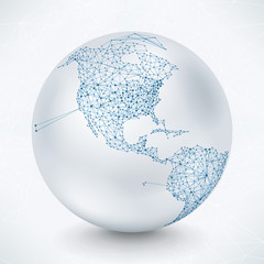 Abstract Telecommunication Earth Map - North America