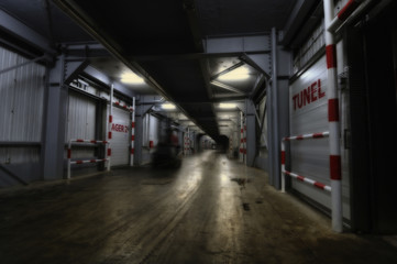 Industrial cold storage substation captured with wide angle lens.