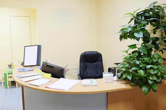 Reception desk in a spa salon, medical center and so on
