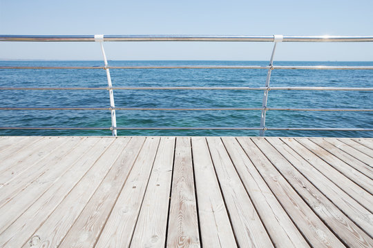 Fototapeta Empty wooden seafront