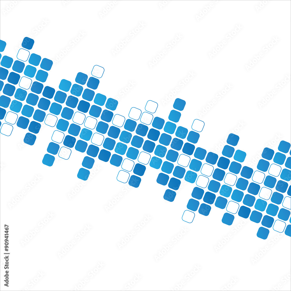 Aufkleber square wave isolated on white. background with blue square elements in diagonal line.