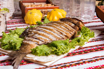 Table with food and drink