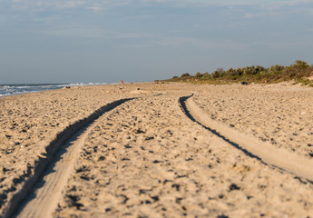 trace of tire in the sand