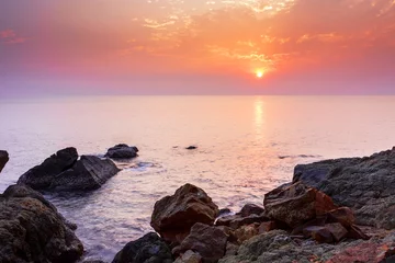 Poster de jardin Mer / coucher de soleil Sunset sky, sea beach view