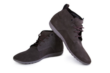 New gray boots isolated on white background