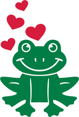 Frog in love hearts
