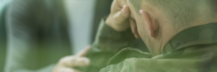 Soldier suffering from emotional breakdown