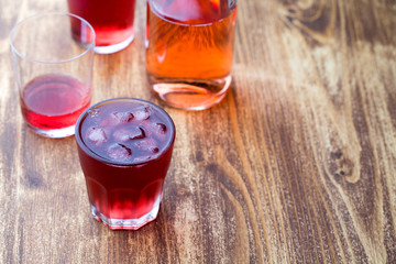 Fresh cold strawberry tea with ice