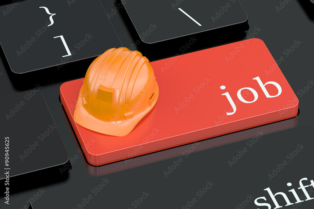 Poster job concept on red keyboard button