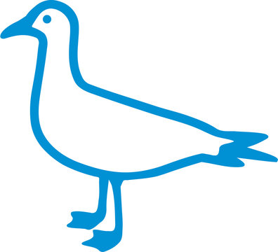 Hand drawn blue seagull