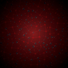 Abstract molecule red glowing background