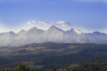 Hawrań  i Tatry Bielskie, widok z Przełęczy nad Łapszanką