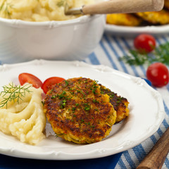 Homemade Crab Cakes. Selective focus.