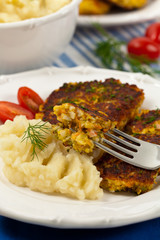 Homemade Crab Cakes. Selective focus.