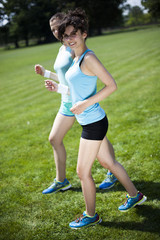 Woman fitness, Runner feet running 
