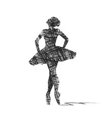 Fototapeta na wymiar abstract silhouette of dancer on white background