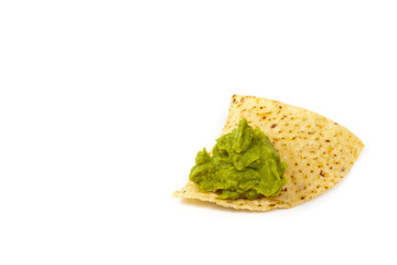 Guacamole and nachos. Selective focus.