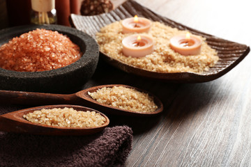 Beautiful spa composition on table close up