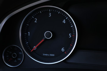 Modern car illuminated dashboard