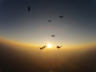 Fototapeta na wymiar Skydiving sunset landscape