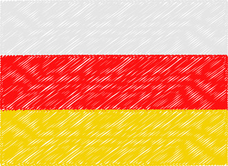 south ossetia flag embroidered zigzag
