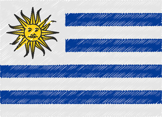 Obraz premium uruguay flag embroidered zigzag