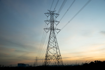 Silhouette electric pole