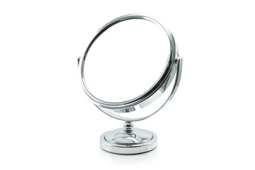 silver makeup mirror isolated on white. - 90961080