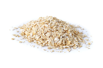 pile of instant oatmeal on white background
