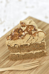 Coffee cake on wood plate